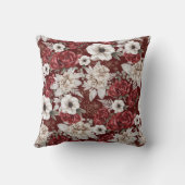 バーグンディ素朴クリームバラフローラルパターン クッション (裏面)