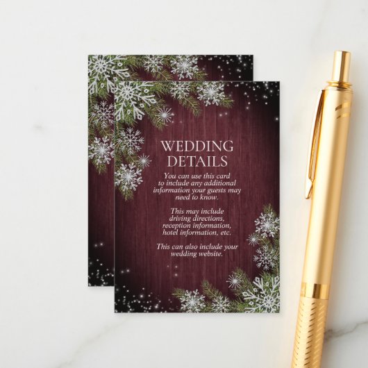 バーグンディ素朴シルバーウィンターウッド詳細 エンクロージャーカード (正面/裏面インサイチュ)