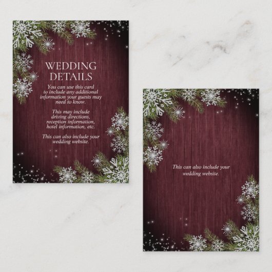 バーグンディ素朴シルバーウィンターウッド詳細 エンクロージャーカード (正面/裏面)