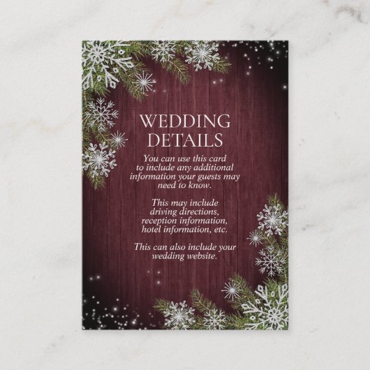 バーグンディ素朴シルバーウィンターウッド詳細 エンクロージャーカード (正面)