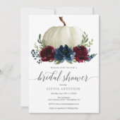 バーグンディ素朴ネイビーパンプキンブライダルシャワー招待状 招待状 (正面)