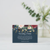 バーグンディ素朴ネイビーブルー&レッドフラワーズ&ライト エンクロージャーカード (スタンド正面)