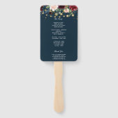 バーグンディ素朴ネイビーブルー&レッドフラワーズ&ライト ハンドファン (裏面)