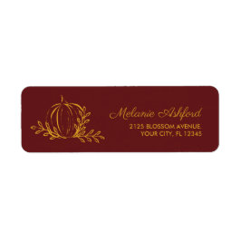 バーグンディ素朴バーンオレンジ秋パンプキン&リーフ ラベル