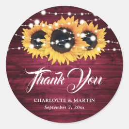 バーグンディ素朴ヒマワリありがとう結婚式の引き出物 ラウンドシール