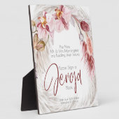 バーグンディ素朴ピンクアイボリーパンパスグラスブロック フォトプラーク (側面)