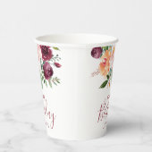 バーグンディ素朴ピンクフローラ誕生日パーティー 紙コップ (右)