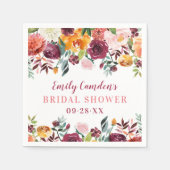 バーグンディ素朴ピンク秋フローラブライダルシャワー スタンダードカクテルナプキン (正面)