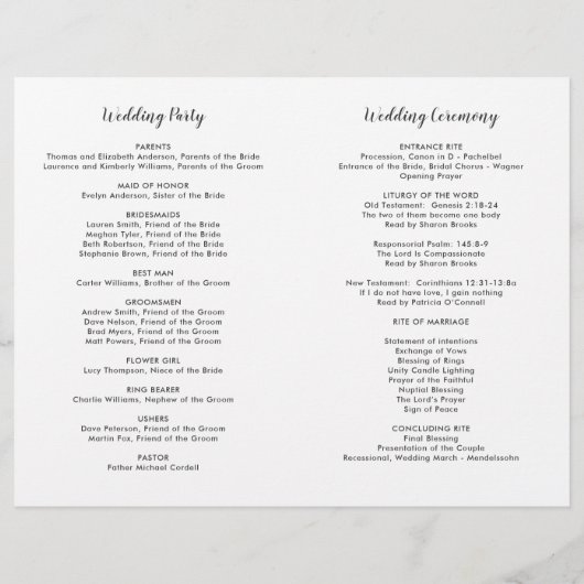 バーグンディ素朴ピンク秋フローラ結婚式 プログラム (裏面)