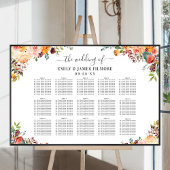 バーグンディ素朴ピーチ秋フローラ結婚ズシーティング ポスター