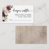 バーグンディ素朴フローラおむつラッフルチケットインサート エンクロージャーカード (正面/裏面)