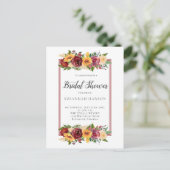バーグンディ素朴フローラひまわりブライダルシャワー ポストカード (スタンド正面)