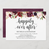 バーグンディ素朴フローラエロペメント披露宴招待状 招待状 (正面/裏面)