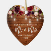 バーグンディ素朴フローラジャールライト初めてのクリスマス セラミックオーナメント (右)