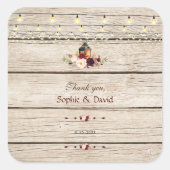 バーグンディ素朴フローラランタンオールドバ結婚ンズ スクエアシール (正面)