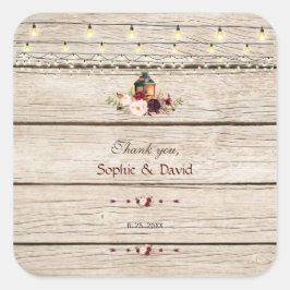 バーグンディ素朴フローラランタンオールドバ結婚ンズ スクエアシール