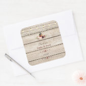 バーグンディ素朴フローラランタンオールドバ結婚ンズ スクエアシール (封筒)