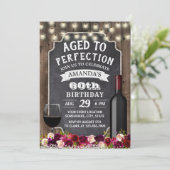 バーグンディ素朴フローラワインバーンウッド誕生日 招待状 (スタンド正面)