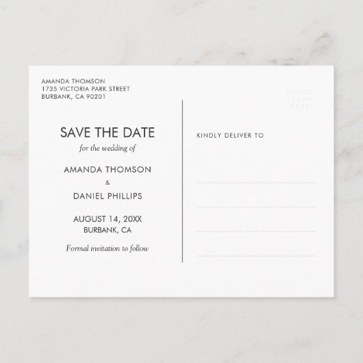 バーグンディ素朴フローラ秋の結婚式写真 案内ポストカード (裏面)