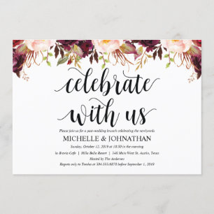 バーグンディ素朴ポスト結婚式招待状カード 招待状