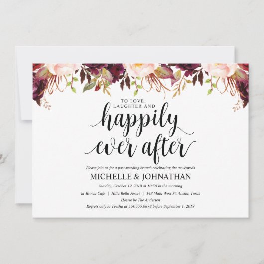 バーグンディ素朴ポスト結婚式招待状カード 招待状 (正面)