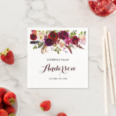 バーグンディ素朴マルサラシックフローラズ結婚 スタンダードカクテルナプキン (インサイチュ)