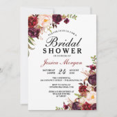 バーグンディ素朴マルサラブライダルシャワー招待 招待状 (正面)