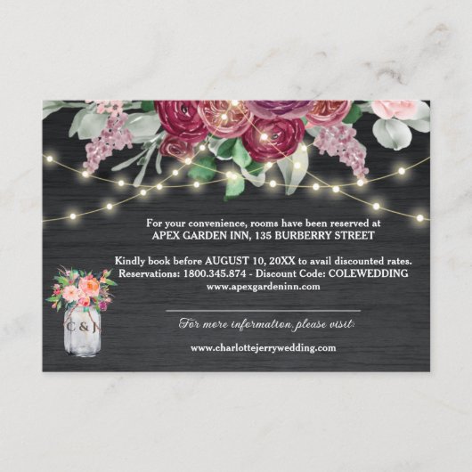 バーグンディ素朴メイスンジャイルライツ結婚ズ詳細 エンクロージャーカード (正面)