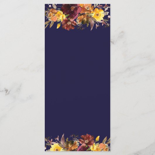 バーグンディ素朴ラストオレンジイエローフローラズ結婚 プログラム (裏面)