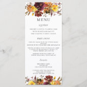 バーグンディ素朴ラストオレンジイエローフローラズ結婚 プログラム (正面)