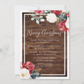 バーグンディ素朴レッドクリスマスパーティーお祝い 招待状 (正面)