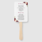 バーグンディ素朴レッドフローラクラシック結婚式 プログラム ハンドファン (裏面)