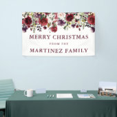 バーグンディ素朴レッドフローラクリスメリーマス 横断幕 (トレードショー)