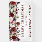 バーグンディ素朴レッドフローラクリスメリーマス 横断幕 (縦)