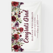 バーグンディ素朴レッドフローラ卒業パーティー 横断幕 (縦)