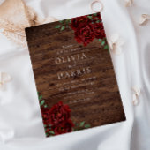 バーグンディ素朴レッドローゼス結婚式招待状 招待状