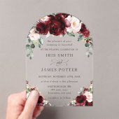 バーグンディ素朴赤面フローラバラアーチ結婚ズ アクリル招待状 (インサイチュ (ポータブル))