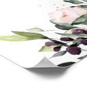 バーグンディ素朴赤面フローラ結婚のウェルカムサイン ポスター (角)