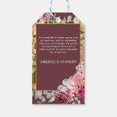 バーグンディ素朴・マルサラとピンクのフローラ結婚ズ ギフトタグ (裏面)