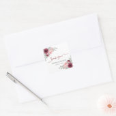 バーグンディ素朴・マルサラとピンクのフローラ結婚ズ スクエアシール (封筒)