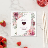 バーグンディ素朴・マルサラとピンクのフローラ結婚ズ スタンダードカクテルナプキン (インサイチュ)