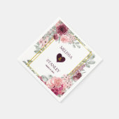 バーグンディ素朴・マルサラとピンクのフローラ結婚ズ スタンダードカクテルナプキン (角)