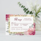バーグンディ素朴・マルサラとピンクのフローラ結婚ズ 出欠カード (スタンド正面)