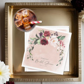 バーグンディ素朴&赤面ピンクローゼスブライダルシャワー スタンダードランチョンナプキン