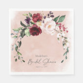 バーグンディ素朴&赤面ピンクローゼスブライダルシャワー スタンダードランチョンナプキン (正面)