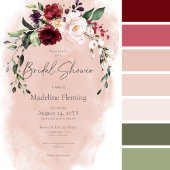 バーグンディ素朴&赤面ピンクローゼスブライダルシャワー 招待状