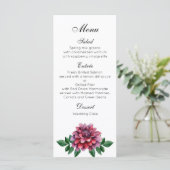 バーグンディ結婚のディナーメニュー。Dahliasメニューパーティー メニュー (スタンド正面)