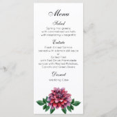 バーグンディ結婚のディナーメニュー。Dahliasメニューパーティー メニュー (正面)