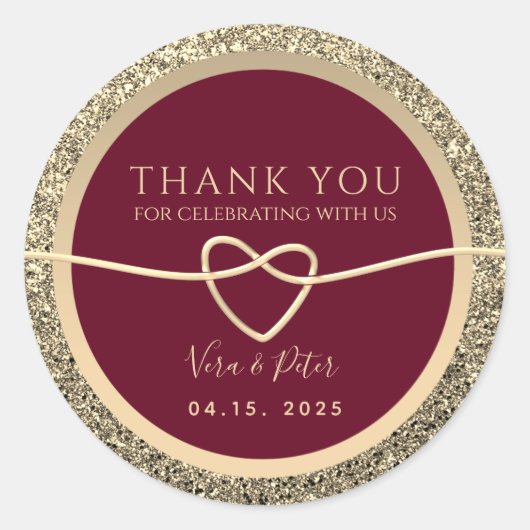 バーグンディ結婚の感謝の気持ちを ラウンドシール (正面)