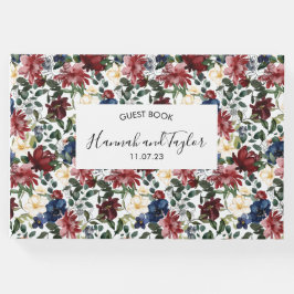 バーグンディ結婚ネイビーズゲストブック ゲストブック